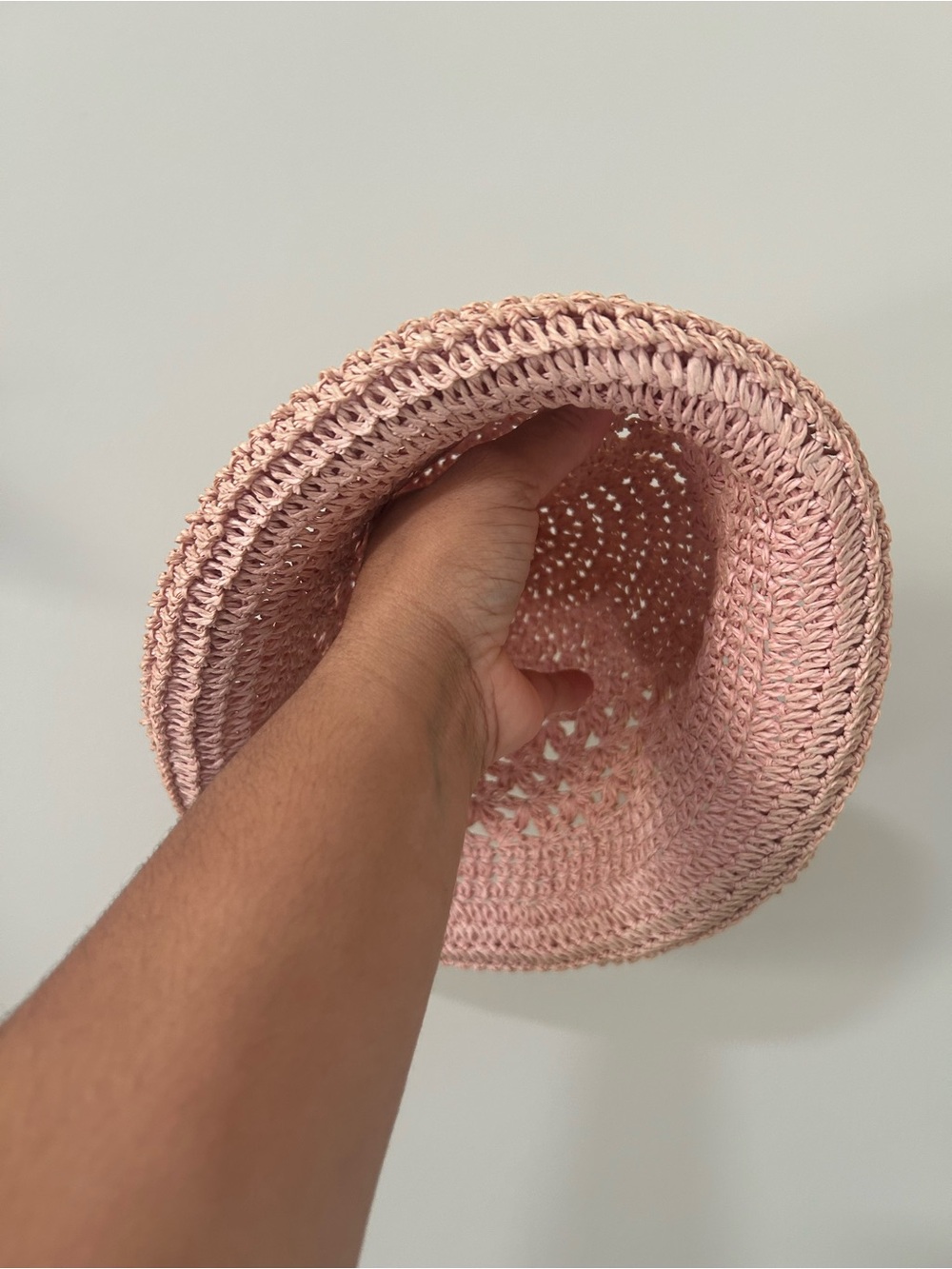 Handcrafted Pink Woven Straw Bucket Hat for Women - Picture 3 of 7